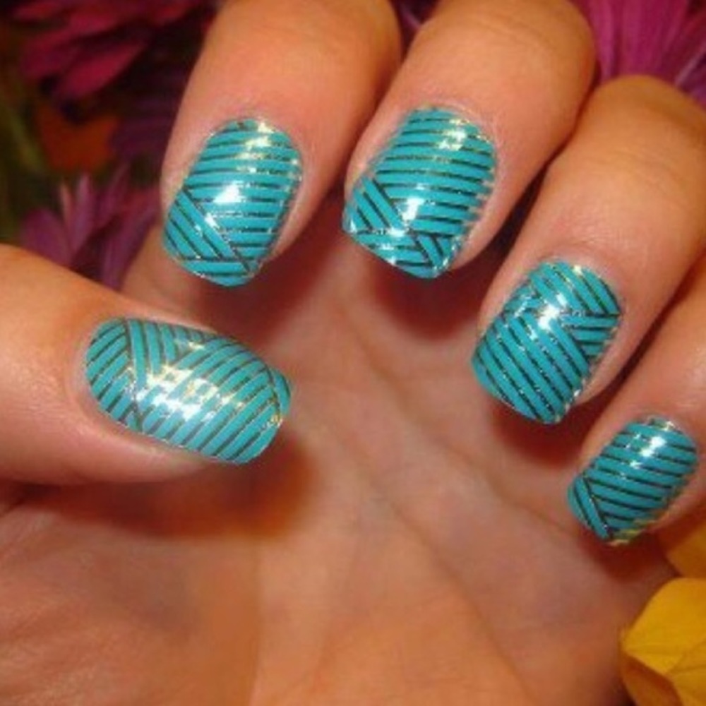 JAMBERRY Turquoise & Silver Criss Cross Nail Wraps